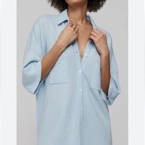 NWOT nakedcashmere rue button-up cashmere top blue XS
